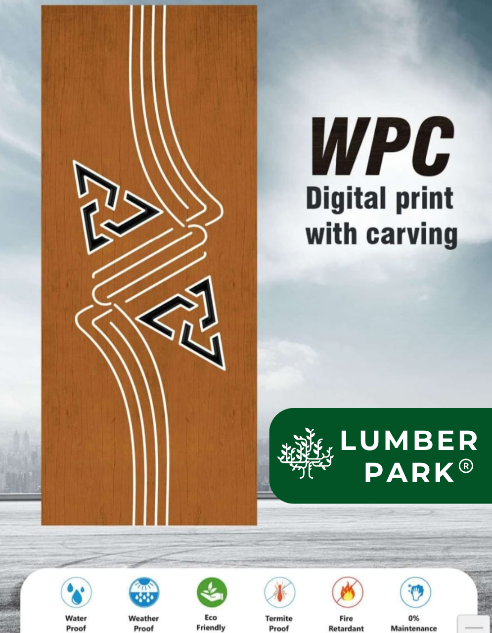 WPC Door with Frame – 81 x 33 Inches