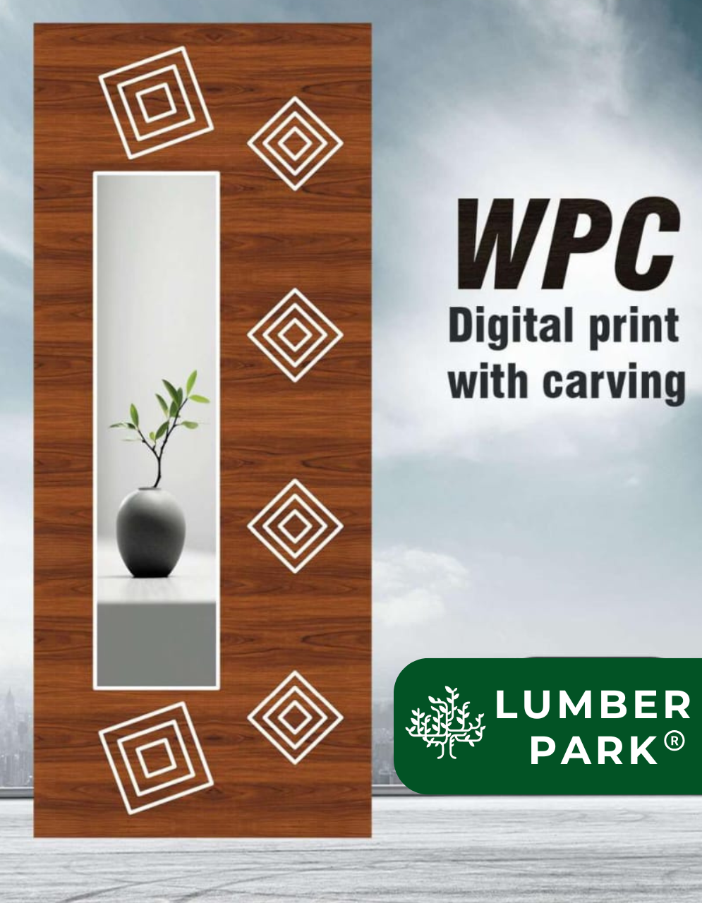 WPC Door with Frame – 81 x 33 Inches