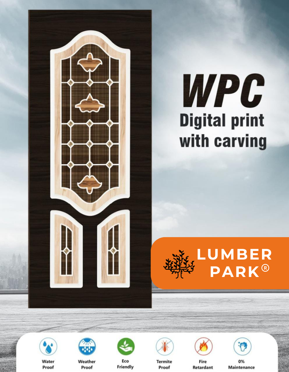 WPC Door with Frame – 81 x 33 Inches