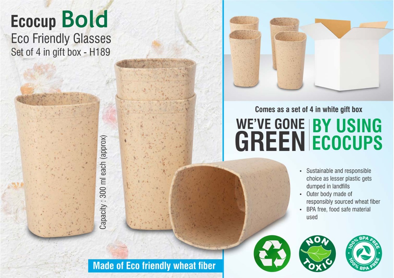 EcoCup Bold: Eco Friendly Glasses | Set of 4 in gift box-H189