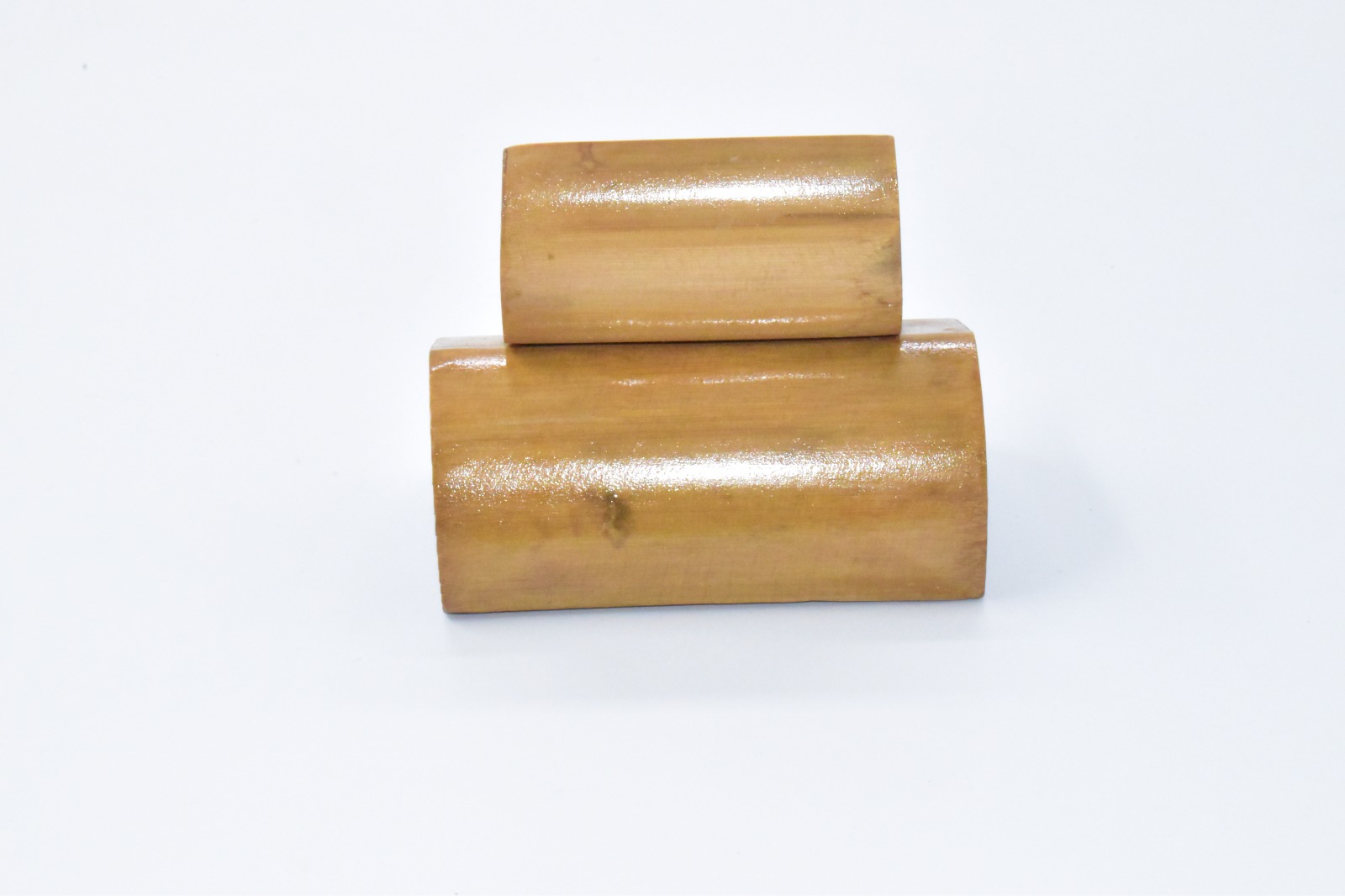 Bamboo Half moon phone stand with mobile Charging hole, (with PU Gloss coating) E-307 - Image 4