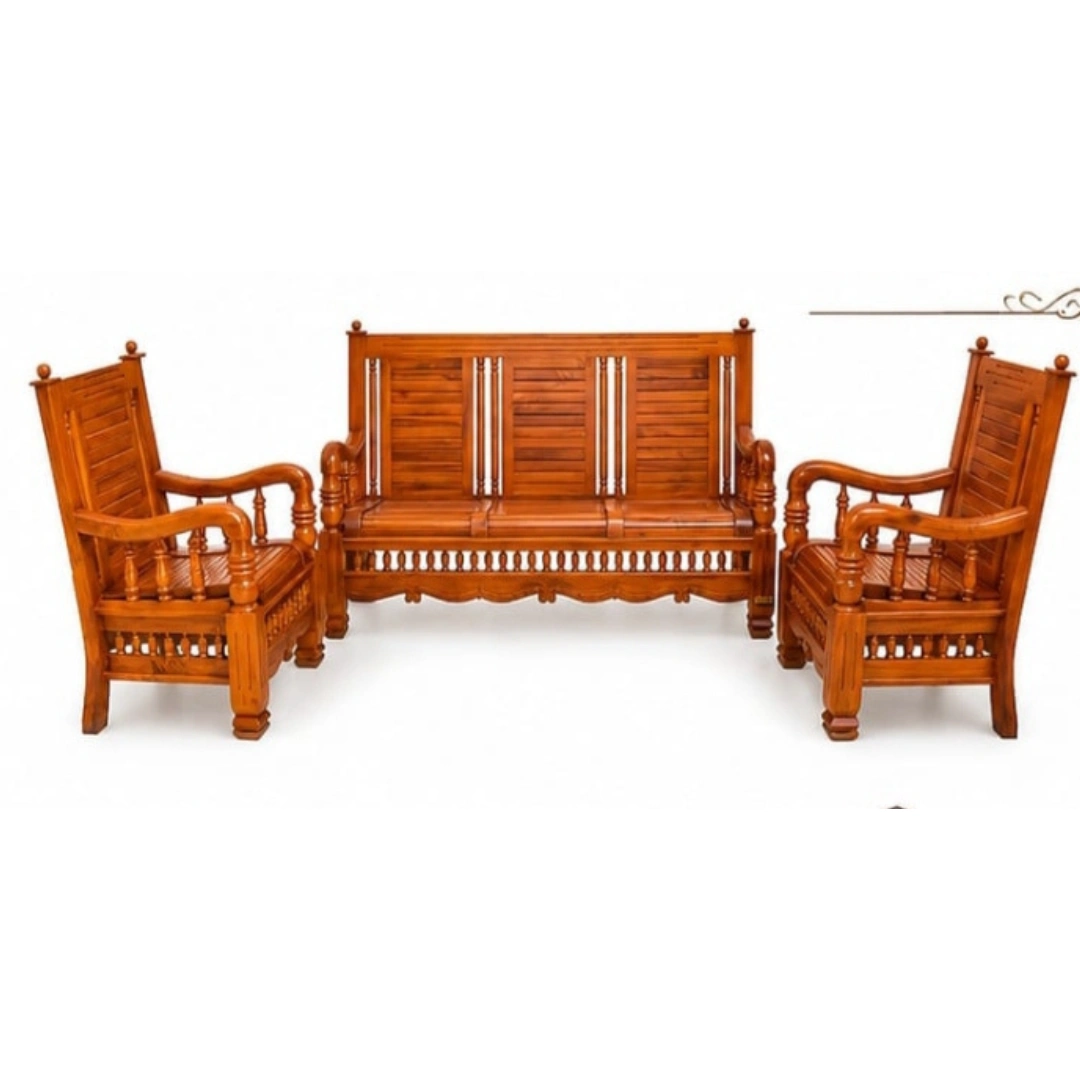 Lumber Park Premium Teak Wood 5-Seater Sofa Set (3+1+1) - Image 3