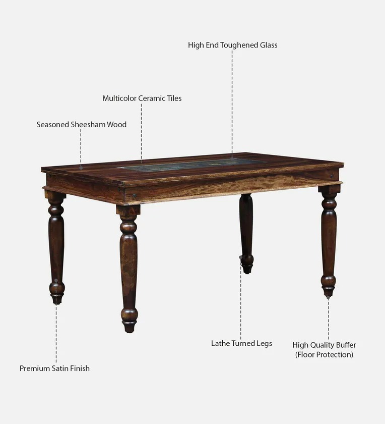 Lumber Park™ Teak Wood 6 Seater Dining Set In Rustic Teak Finish With Bench - Image 5