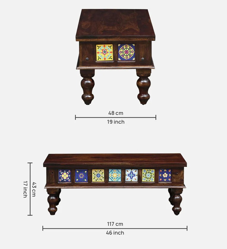 Lumber Park™ Teak Wood 6 Seater Dining Set In Rustic Teak Finish With Bench - Image 2