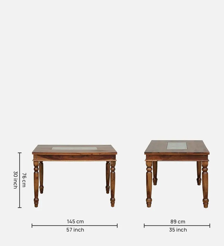 Lumber Park™ Teak Wood 6 Seater Dining Set In Rustic Teak Finish With Bench - Image 6