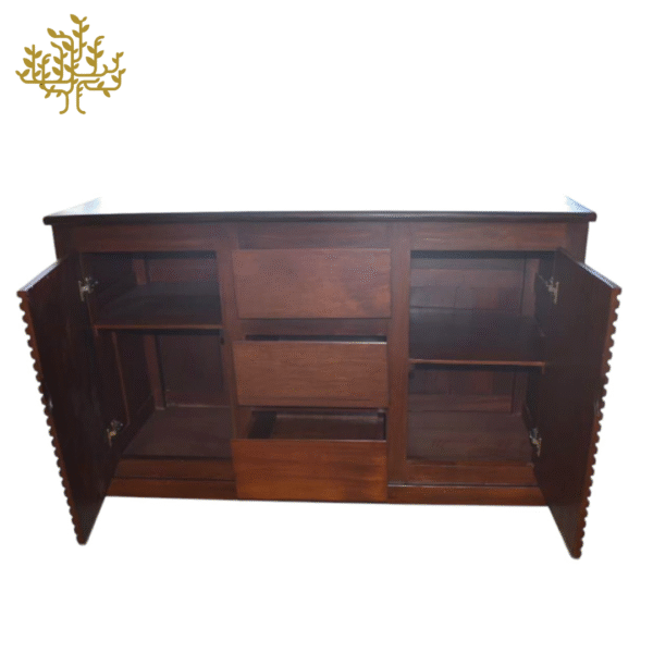 Elegant French-Style Teak Storage Table – 2 Doors & 3 Drawers Inclusive GST and Delivery - Image 9