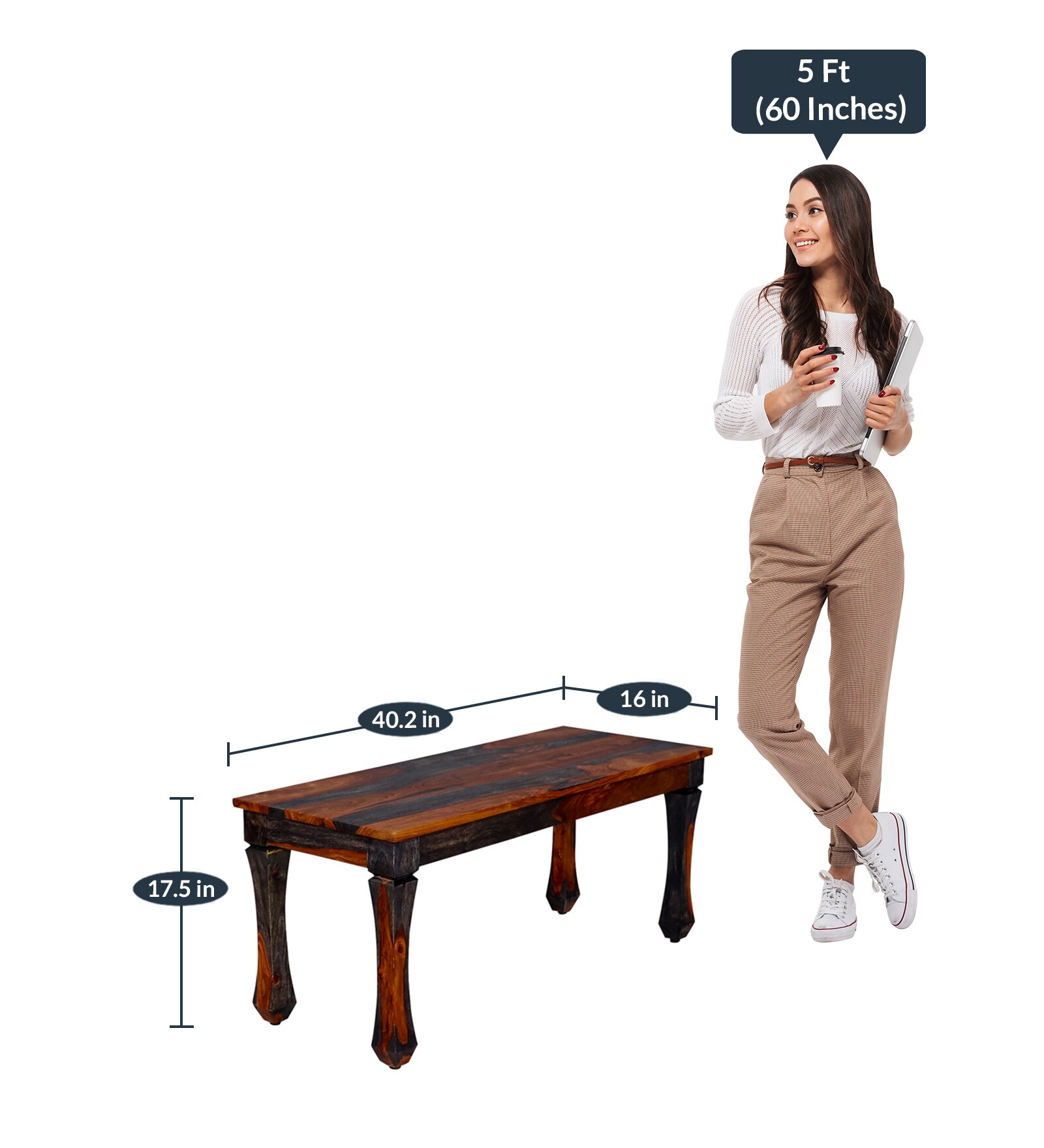 Lumber Park™ Teak Wood 6 Seater Dining Set In Vintage Black & Teak Finish with Bench - Image 5
