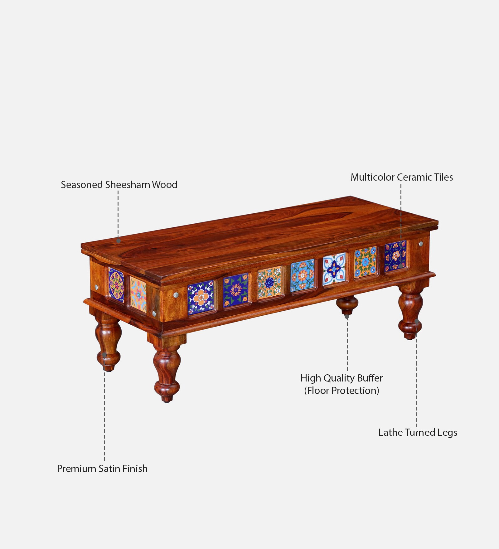 Lumber Park™ Teak Wood 6 Seater Dining Set In Honey Oak Finish With Bench - Image 3