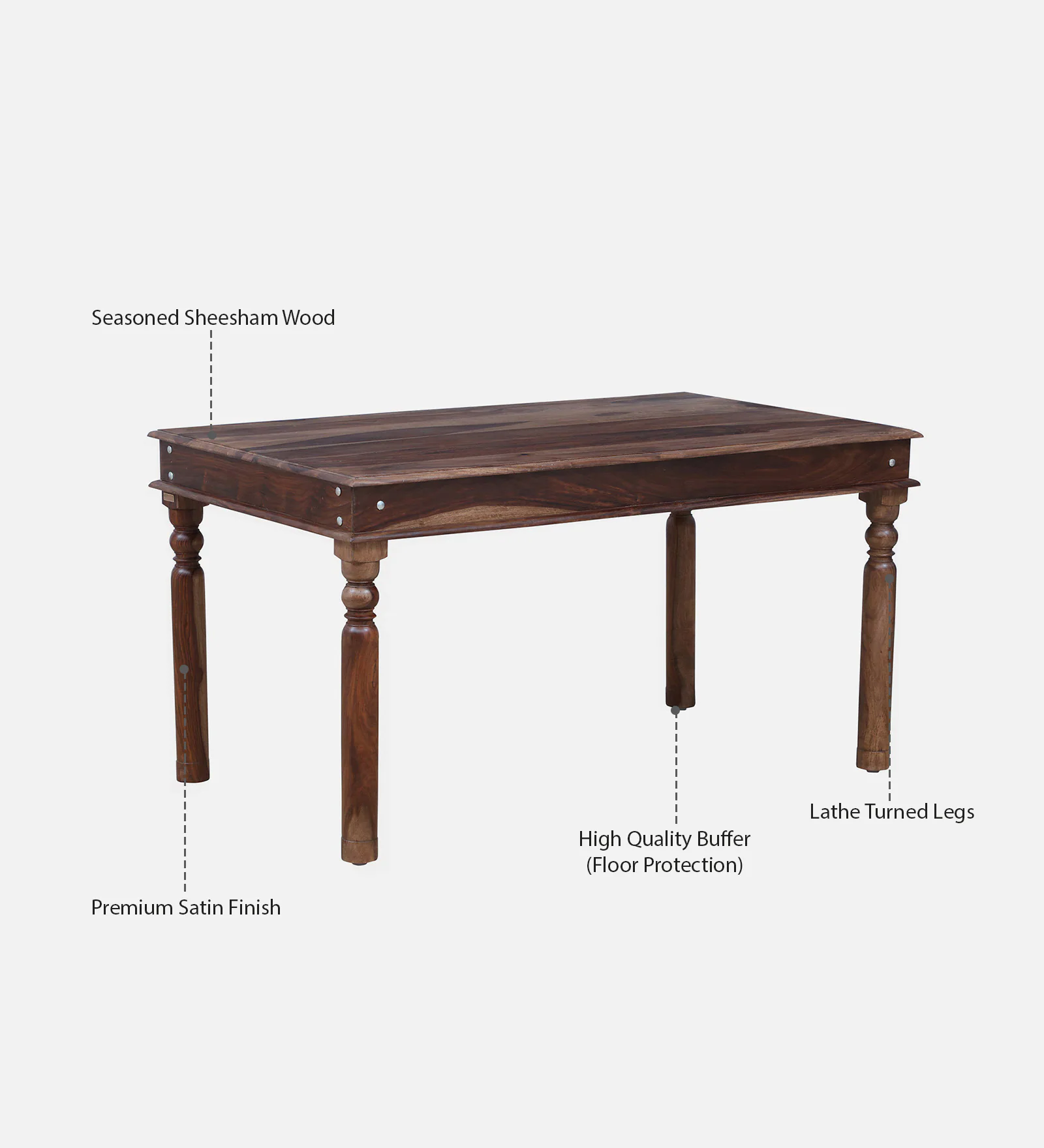 Lumber Park™ Teak Wood 6 Seater Dining Set In Rustic Teak Finish - Image 2