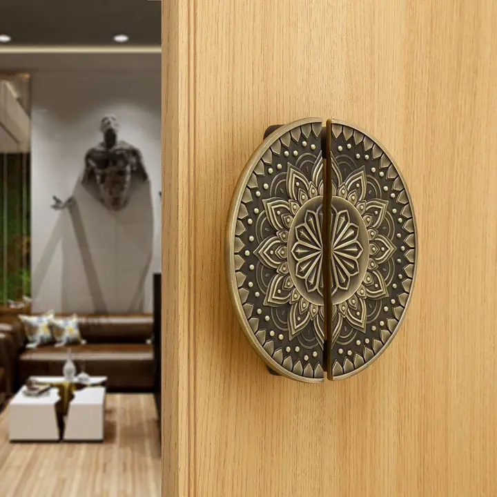 8 Inch Antique Main Door Handle for All Doors of House|Office|Hotels|Pooja Room Aluminium Door Handle (Brown Pack of 1) - Image 3